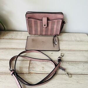 Like New Soft Pink Perforated Crossbody Bag